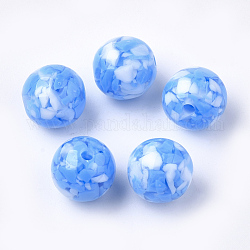 Harz perlen, Nachahmung Edelstein-Chips-Stil, Runde, Verdeck blau, 18 mm, Bohrung: 2.5 mm
