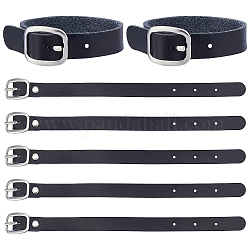 GORGECRAFT 10Pcs 8x1/2 Inch Black Leather Luggage Labels Strap Cowhide Luggage Tags Replacement Belts with Buckle Watch Band Strap for ID Card Pass Holder Storage Hanging Supplies Travel Accessories