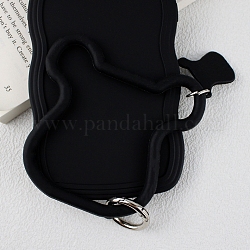 Silikon-Rinderkopfschleife Telefon Lanyard, Handschlaufe mit Schlüsselanhängerhalter aus Kunststoff und Legierung, Schwarz, 12.5x9.2x0.7 cm