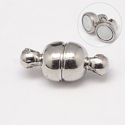 Cierres magnéticos de latón con bucles, oval, sin níquel, Platino, 11x5mm, agujero: 1 mm