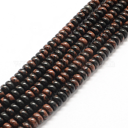 Fili di perline di ossidiana naturale di rondelle, 6~7x4~5mm, Foro: 1 mm, circa 93pcs/filo, 15.7 pollice