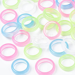 Светящееся в темноте светящееся пластиковое прозрачное простое кольцо на палец для женщин, разноцветные, размер США 5 1/2~8 (16.1~18.1 мм)