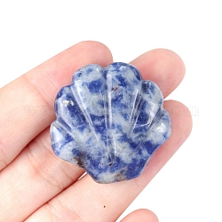 Figurine a forma di conchiglia curativa intagliate in diaspro naturale a macchie blu, decorazioni per display in pietra energetica reiki, 30x30mm