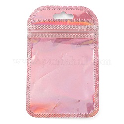 Bolsas con cierre zip yinyang de embalaje láser de plástico, bolsas superiores autoselladas, Rectángulo, rosa, 11x7x0.15 cm, espesor unilateral: 2.5 mil (0.065 mm)