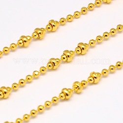 Electroplate Brass Round Ball Chains, Soldered, with Rings, with Spool, Golden, 1.5mm