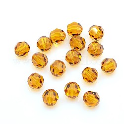 Austrian Crystal Beads, 8mm Faceted Round, Golden, hole: 1mm