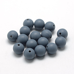 Perle di silicone ecologiche per uso alimentare, tondo, grigio ardesia, 14~15mm, Foro: 2 mm