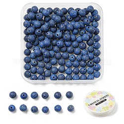 Pulseras de diy kits de fabricación de joyas, Incluye 150 pieza de cuentas redondas de lapislázuli natural e hilo de cristal elástico, 6mm, agujero: 1 mm, 150 PC / sistema
