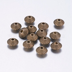 Tibetischen Stil Legierung Zwischenperlen, Bleifrei und cadmium frei, Doppelkegel, Antik Bronze, 7.5x4.6 mm, Bohrung: 1 mm
