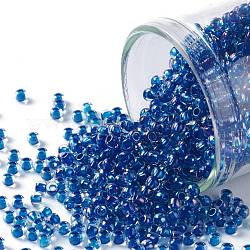 Toho runde Saatperlen, japanische Saatperlen, (189) Innenfarbe Glanzkristall / Karibikblau, 11/0, 2.2 mm, Bohrung: 0.8 mm, ca. 50000 Stk. / Pfund