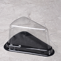Пластиковые контейнеры для кусочков торта с крышками, индивидуальные коробки для чизкейков, треугольные, чёрные, 148x75 мм