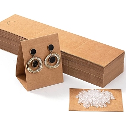 100 scheda pieghevole per orecchini in carta kraft 3D, con 200 tappo per le orecchie, rettangolo, Perù, 23x8cm