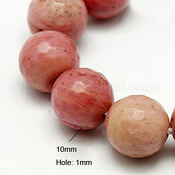 Natur Rhodonit Perlen Stränge, Klasse A, facettiert, Runde, 10 mm, Bohrung: 1 mm, ca. 37 Stk. / Strang, 15 Zoll