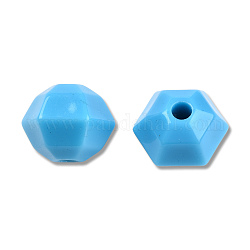Perles acryliques opaques, hexagone facettes, bleu profond du ciel, 21x18.5x17mm, Trou: 4.2~4.3mm, environ 150 pcs/500 g