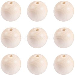 Pandahall elite 40pcs 35mm cuentas de madera redondas naturales surtidas bolas de madera redondas cuentas espaciadoras sueltas para joyería de diy artesanía que hace decoraciones para el hogar decoraciones para fiestas
