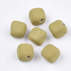 Acrylic Beads, Rubberized Style, Olive, 12x12x11mm, Hole: 2.5mm, about 490pcs/500g
