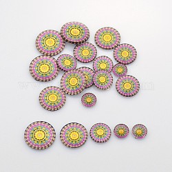 Mixed Size Geometric Pattern Glass Cabochons, Half Round/Dome, Colorful, 10~20x3.5~6mm