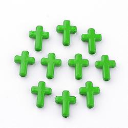 Perles acryliques opaques, croix, verte, 16x12x4.5mm, environ 1230 pcs/500 g