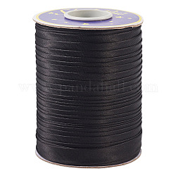 Single Face Polyester Satin Ribbon, Black, 5/8 inch(14~15mm), about 80m/roll