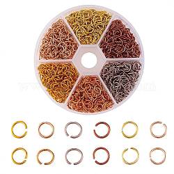 6 colori dei fili di alluminio aperta salto anelli, colore misto, 20 gauge, 6x0.8mm, diametro interno: 4.4mm, su 180pcs / colore, 1080pcs/scatola