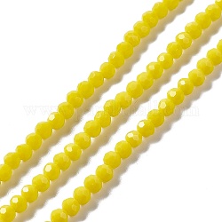 Граненые(32 грань) нити стеклянных бусин, круглые, желтые, 4 мм, отверстие : 1 мм, около 99~107 шт / нитка, 14.09~15.43'' (35.8~39.2 см)
