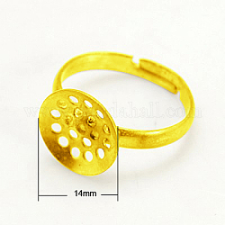 Messing Sieb Ring Basen, einstellbar, golden, 17 mm, Fach: 14 mm
