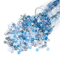 Perles de verre tchèques polies au feu, facette, ananas, bleu, 3x3mm, Trou: 0.8mm, environ 1440 pcs / sachet 