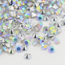 Grade AAA Pointed Back Resin Rhinestones, Diamond Shape, Clear AB, 6mm, about 1440pcs/bag