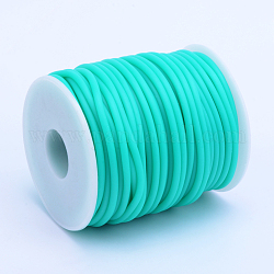 Hollow Pipe PVC Tubular Synthetic Rubber Cord, Wrapped Around White Plastic Spool, Medium Turquoise, 2mm, Hole: 1mm, about 54.68 yards(50m)/roll