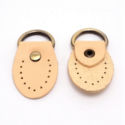 Accessoires de sac en cuir véritable, avec anneau en fer bronze antique d, accessoires de remplacement de sac, bisque, 51x31x1mm, trou: 1.5 mm et 9x19 mm