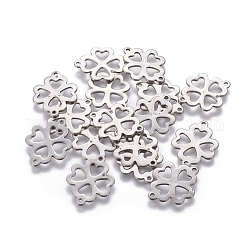 201 connettori per maglie in acciaio inossidabile, trifoglio, colore acciaio inossidabile, 21x16x1mm, Foro: 1.2 mm