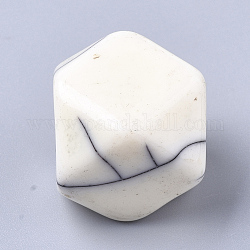 Perline di resina, imitazione turchese, poligono, bianco crema, 19x19x18mm, Foro: 2 mm