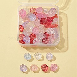 64 pz 8 colori placca trasparente e perle di vetro verniciate per cottura, roso, colore misto, 12.5x14x9mm, Foro: 1.2 mm, 8 pz / colore