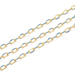 Звенья цепи из золотой латуни ручной работы, кабельные цепи, с катушкой, пайки, долговечный, овальные, васильковый, 7x4x1 мм, 32.8 фут (10 м) / рулон