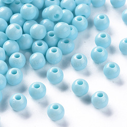 Perles acryliques opaques, ronde, bleu ciel, 6x5mm, Trou: 1.8mm, environ 4400 pcs/500 g