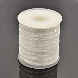 Cuerda de cristal elástica plana, Hilo de cuentas elástico, para hacer la pulsera elástica, blanco, 0.5mm, alrededor de 546.8 yarda (500 m) / rollo