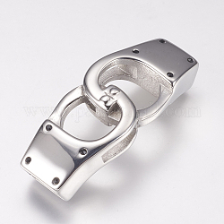 304 Stainless Steel Links connectors, For Leather Cord Bracelets Making, Stainless Steel Color, 20x52x11mm, Hole: 6xx11.5mm