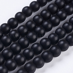 Синтетических черный камень бисер нитей, матовые, круглые, 6 мм, отверстие : 1 мм, около 65 шт / нитка, 15.70'' (39.88 см)