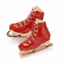 Pin de esmalte de zapatos de patinaje, insignia de aleación de tema deportivo para ropa de mochila, dorado, rojo, 26x25.5x12mm, pin: 0.8 mm
