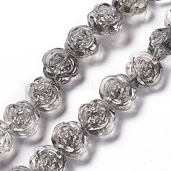 Chapelets de perles en verre électroplaqué, perle plaquée lustre, rose, grises , 12.5x14x9mm, Trou: 1mm, Environ 55 pcs/chapelet, 25.98'' (66 cm)