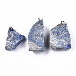 Pendentifs en lapis lazuli naturel, pierre brute brute, avec boucles en 304 acier inoxydable, pépites, 25~45x20~31x10~20mm, Trou: 2mm