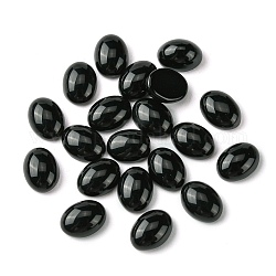 Cabochon in pietra nera sintetica, ovale, 8~8.5x6~6.5x2.5~3.5mm