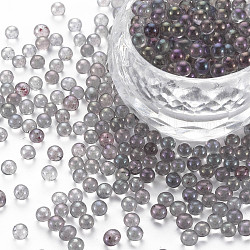 Diy uñas arte decoración mini perlas de vidrio, diminutas cuentas de uñas caviar, color de ab chapado, redondo, gris oscuro, 3.5mm, aproximamente 450 g / bolsa
