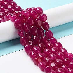 Chapelets de perles de jade naturel, teinte, pépites, pierre roulée, support violet rouge, 9.5~11.5x8~8.5x7~8mm, Trou: 1mm, Environ 34~38 pcs/chapelet, 14.76~15.16'' (37.5~38.5 cm)