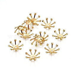 Cappucci di perline di ferro, multi-petalo, fiore, oro, 11x3mm, Foro: 1.5 mm