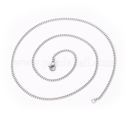 304 из нержавеющей стали Снаряженная цепи ожерелья, с омаром застежками, цвет нержавеющей стали, 19.4 дюйм (49.5 см), 2 мм