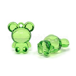 Green Transparent Acrylic Cat Pendant, 33mm long, 29mm wide, 19mm thick, hole: 3mm