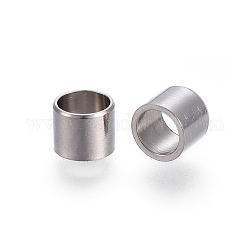 304 perline europei in acciaio inox, colonna, colore acciaio inossidabile, 6x5mm, Foro: 5 mm