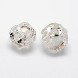Perline di cristallo di quarzo naturale, con nuclei in ottone, placcato di lunga durata, pepite, Argento Placcato, 13~23x12~19mm, Foro: 2.5~4 mm