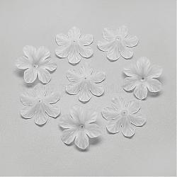 6-Petal Transparent Acrylic Bead Caps, Frosted, Clear, 32.5x29x8mm, Hole: 1.5mm, about 290pcs/500g